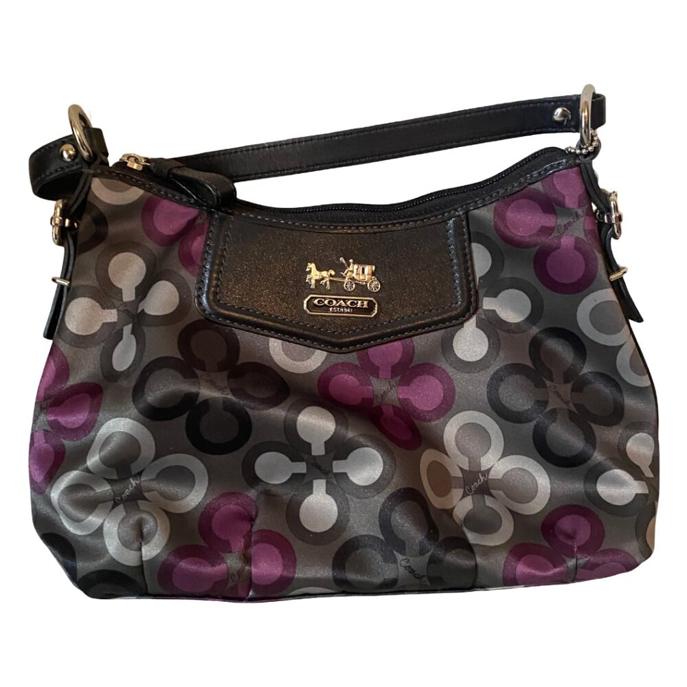 Coach Poppy Multicolor Shoulder Bag with Patent Trim